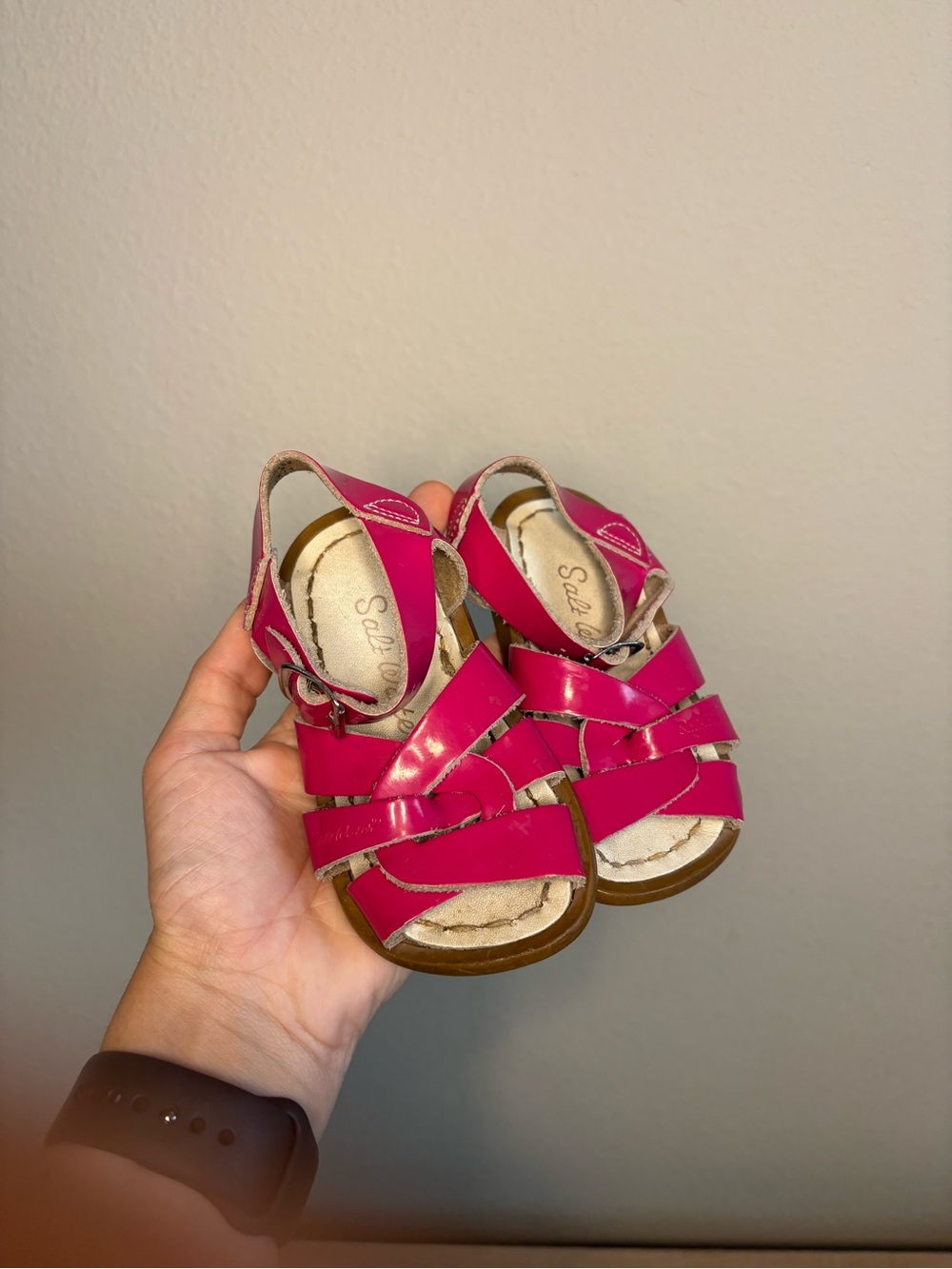 Bright Pink Girls' Strappy Sandals with Adjustable Ankle Strap